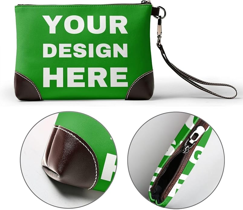 Custom Leather Wristlet Personalized Wallets For Women Men Wristlet Handbags Customized Clutch Purses For Women