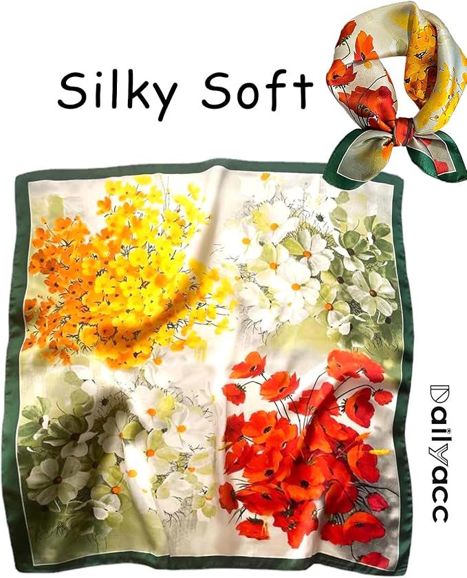 Dailyacc Hair Bandanas Scarf For Women Lightweight Fashion Neck Silk Satin Head Scarves For Sleeping Handbags Scarf