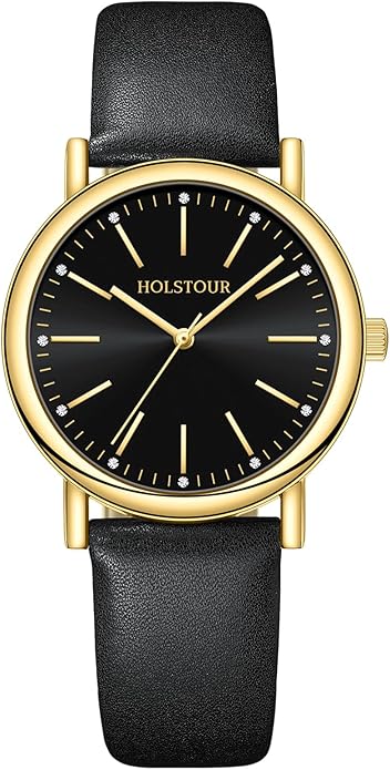 Watches for Women Crystal Accented Fashion Watch with Leather Band Gifts for Women