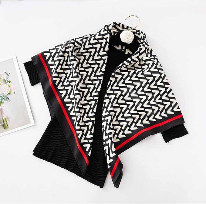 YOUR SMILE Silk Like Scarf Women's Fashion Pattern Large Square Satin Headscarf Headdress