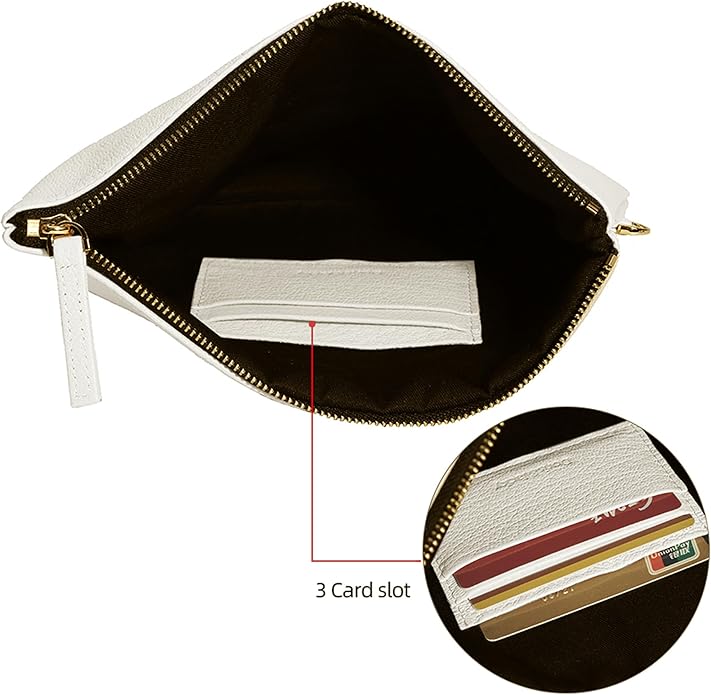 DORIS&JACKY Lambskin Leather Wristlet Clutch Purse for Women Soft Designer Slim Cell Phone Pouch Bag with Detachable Strap