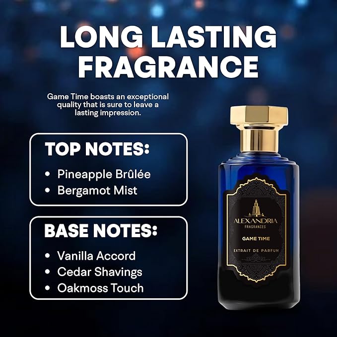 Alexandria Fragrances Game Time Extrait de Parfum - Luxury Long Lasting Perfume for Men & Women - Premium Unisex Fragrance with Sweet Airy Notes & Intoxicating scents - Perfumes Para Hombre 60ml