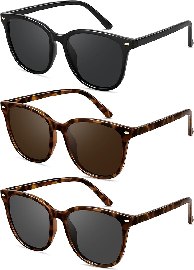 Retro Polarized Sunglasses for Women Men Big Frame Vintage Style Trendy Shade UV400 Protection Lens Sun Glasses