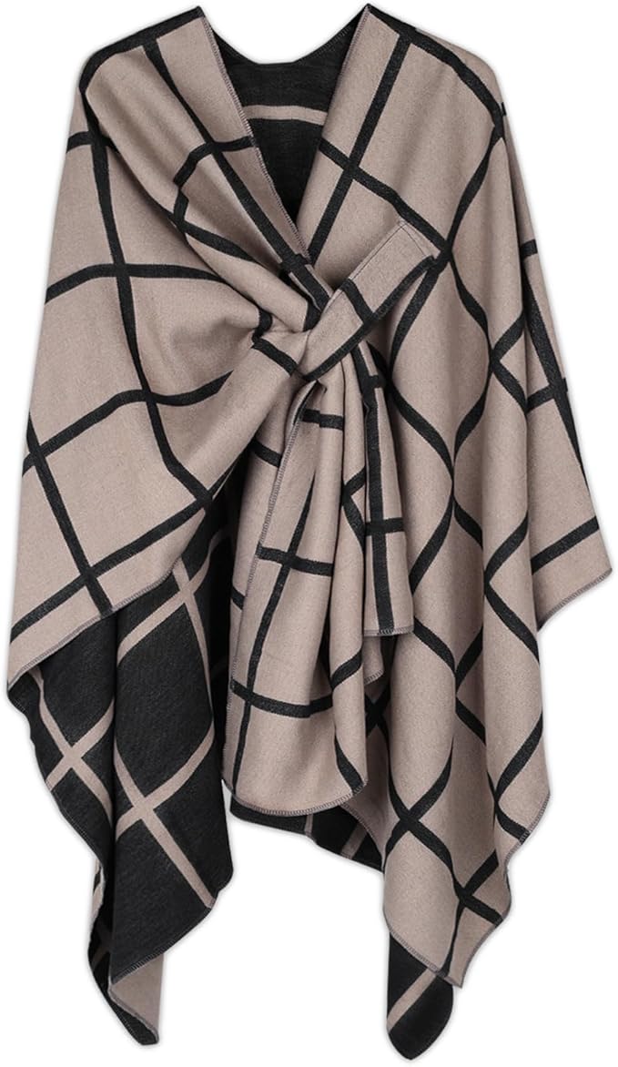 EXTREE Scarfs for Women Pashmina Silky Shawl Wrap for Evening Dressing Blanket Open Front Poncho Cape