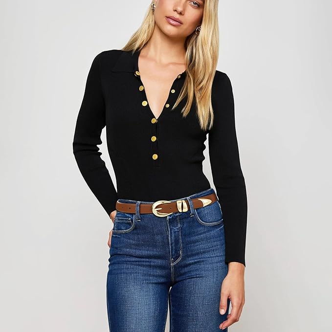 Fashion Waist Belt with Gold Buckle Women's Belts for Jeans Stylish Leather Belts for Women