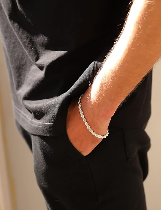 nometo 925 Sterling Silver Rope Chain Bracelet Box Chain Bracelet 2mm3mm5mm Silver/Gold Plated Bracelet for Men Women Silver Bracelet 6.5-9 Inches