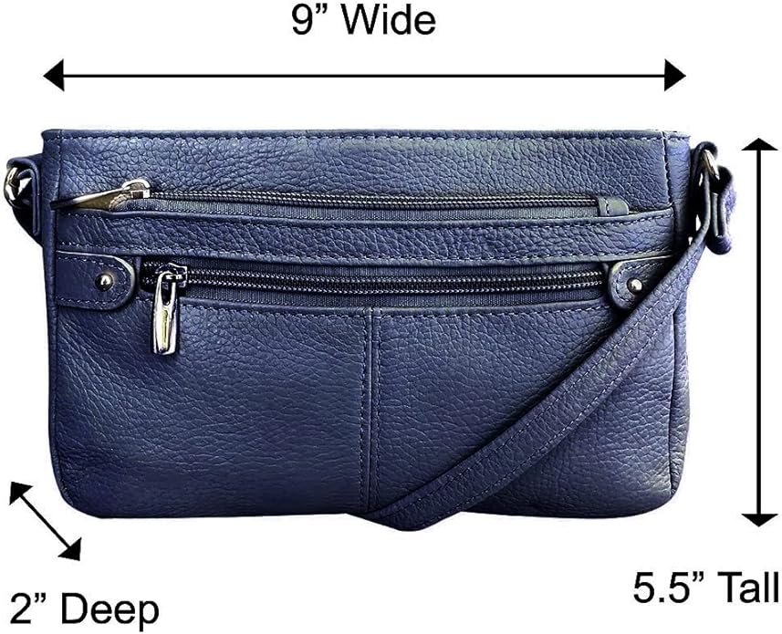 Cowhide Leather Women's Shoulder Purse Small Cross Body Organizer Bag with Many Pockets
