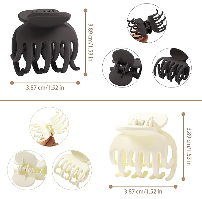 Matte Hair Clips for Women, 12 PCS Small Hair Claw Clips for Thin/Medium Fine Hair 1.6 Inch Banana Claw Clips 4 Style Non-Slip Cute Hair Accessories