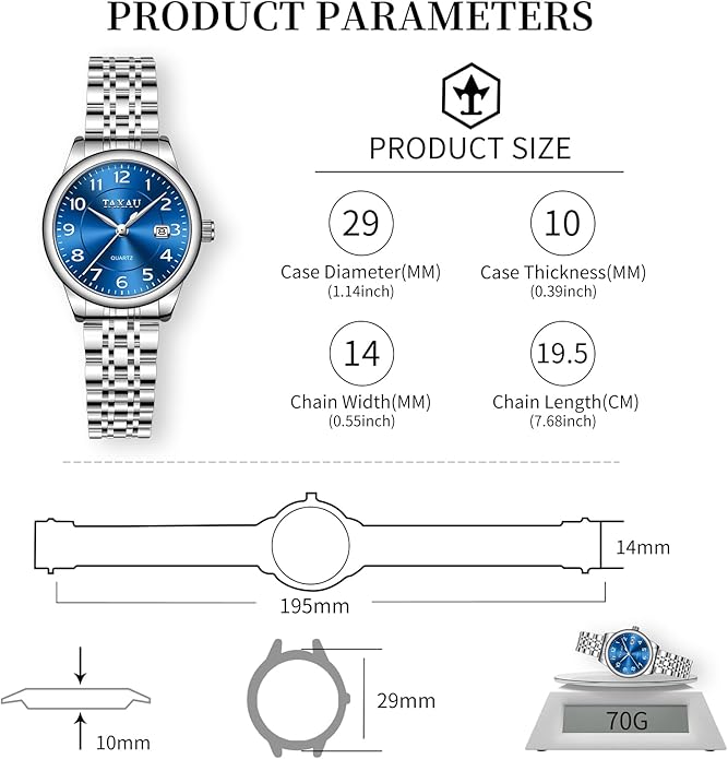 Womens Watch Fashion Dress Waterproof Silver Watches for Women Casual Easy Read Quartz Analog Women's Watch Two Tone Stainless Steel Ladies Watches with Day Date