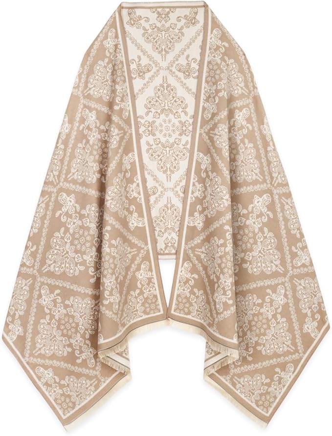 EXTREE Scarfs for Women Pashmina Silky Shawl Wrap for Evening Dressing Blanket Open Front Poncho Cape