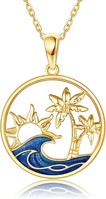 ELFRONT Mothers Day Gifts 14k Real Gold Dainty Necklace, Solid Gold Delicate Pendant For Women Mom Lover