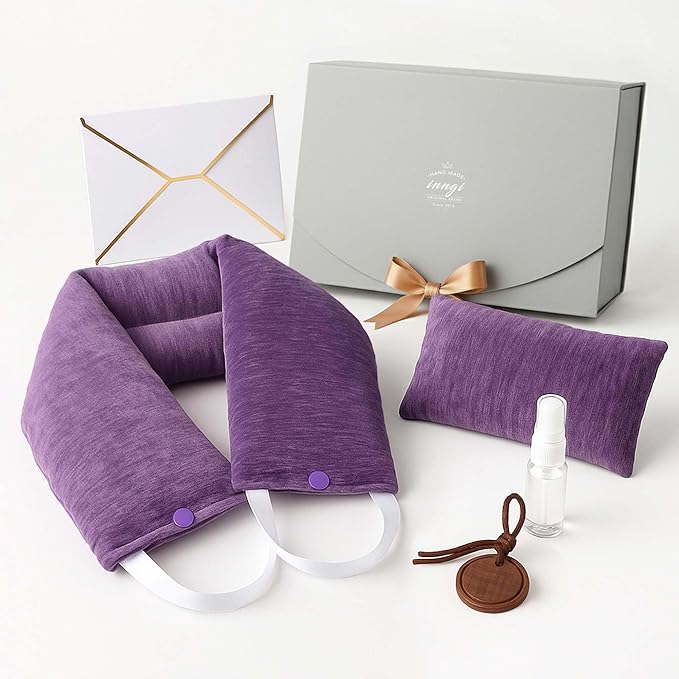 Luxury Lavender Microwavable Neck Wrap & Eye Mask Set – Moist Heat Therapy for Neck Pain & Stress Relief – Himalayan Salt & Aromatherapy Gift Box for Relaxation & Self-Care Gifts for Women
