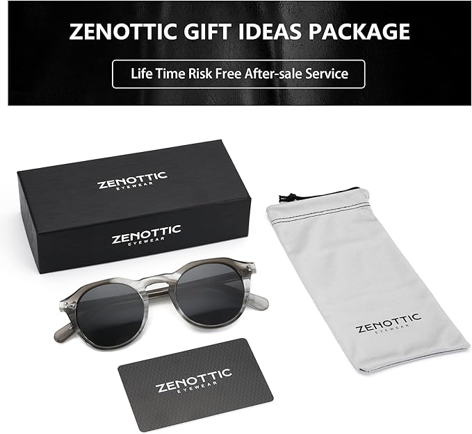 ZENOTTIC Vintage Round Polarized Sunglasses for Men Women UV400 Protection