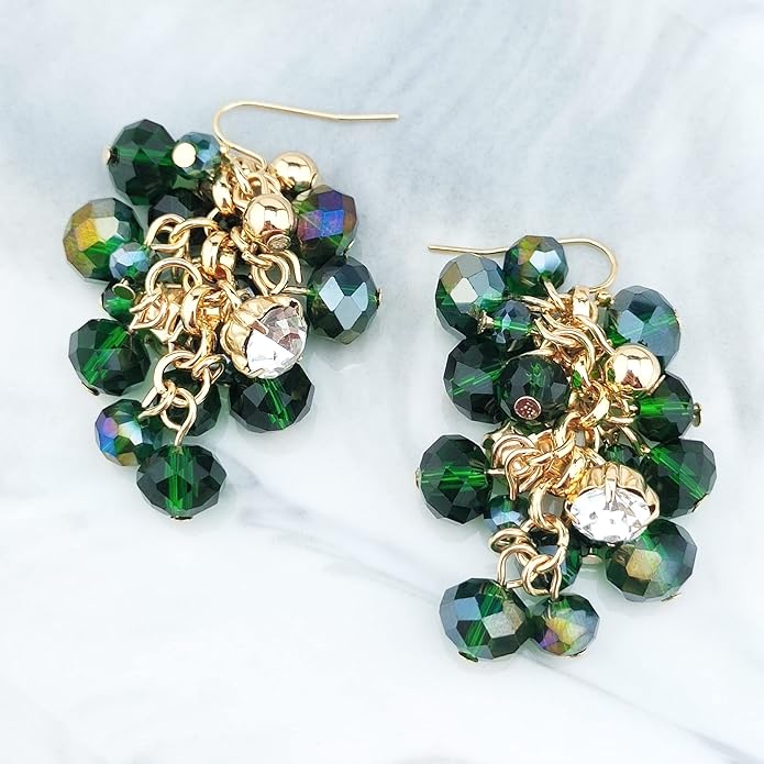 Bocar Fashion Crystal Chunky Collar Statement Necklace Earring Set for Women Gift (NK-10260)
