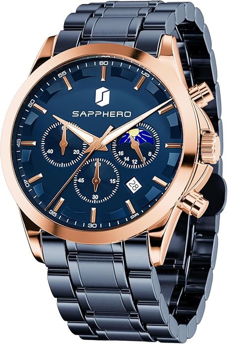 BY BENYAR Mens Watches Analog Quartz Chronograph Waterproof Wrist Watches for Men Fashion Business Work Casual Sport Designer Dress Watch with Calendar Elegant Gifts for Men