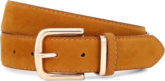 HOTWILL Women Suede Belt for Jeans Dresses Fashion Chunky Ladies Waist Belts with Gold Buckle