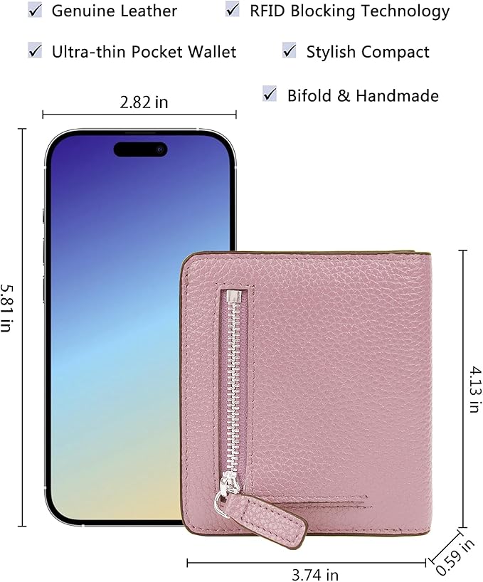 AINIMOER Small Leather Wallet for Women, Ladies Credit Card Holder RFID Blocking Women's Mini Bifold Pocket Purse