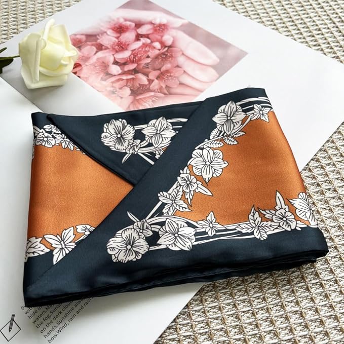 Silk Head Scarf for Hair Fashion Headwrap for Women Lightweight Neck Tie