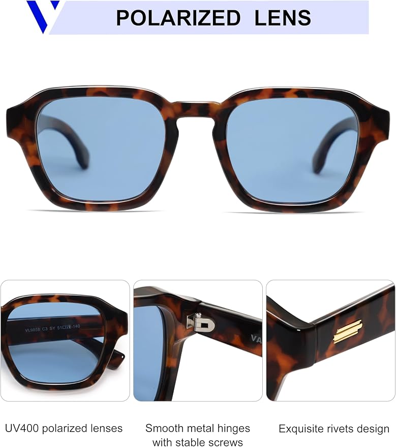 VANLINKER Retro Vintage Polarized Trendy Small Square Sunglasses for Women Men 2025 Fashion Shades VL9858