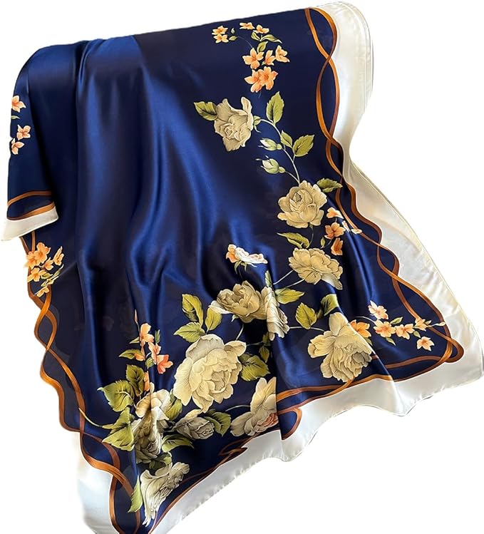 NUWEERIR Womens 100% Large Mulberry Silk Scarf Long Satin Scarf Fashion Lightweight Wraps