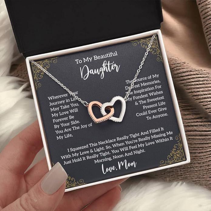 VIRAGIL To My Daughter Gift Necklace From Dad or Mom - Badass Daughter Jewelry With Heartfelt Message & Elegant Box