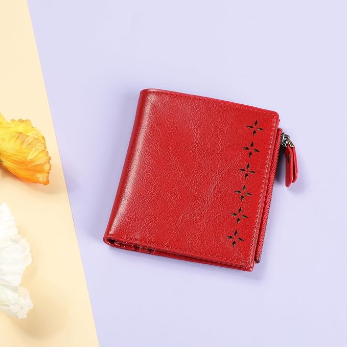 Lavemi Ultra Thin Small Compact Leather Womens Girls Wallets RFID Blocking Credit Card Holder for Women