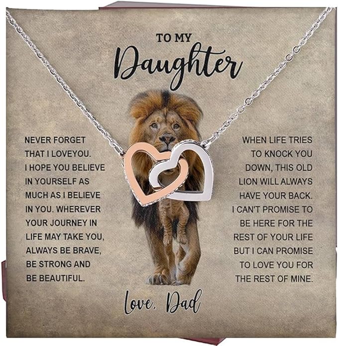 VIRAGIL To My Daughter Gift Necklace From Dad or Mom - Badass Daughter Jewelry With Heartfelt Message & Elegant Box