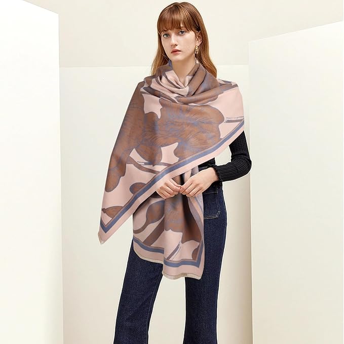 EXTREE Scarfs for Women Pashmina Silky Shawl Wrap for Evening Dressing Blanket Open Front Poncho Cape