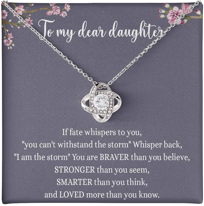 VIRAGIL To My Daughter Gift Necklace From Dad or Mom - Badass Daughter Jewelry With Heartfelt Message & Elegant Box