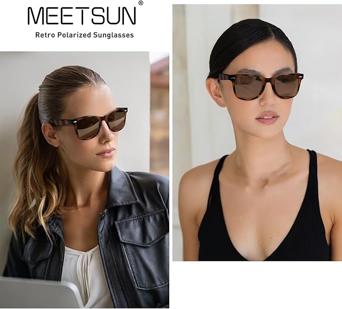 MEETSUN Polarized Sunglasses for Women Men Classic Retro Square Frame Driving Sun Glasses UV Protection