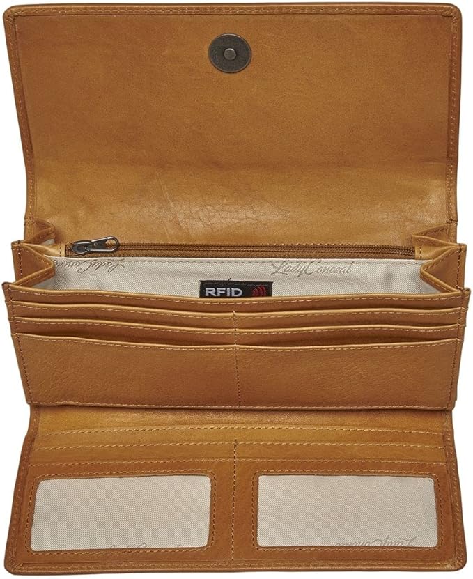Lady Conceal Hope RFID Leather Laced Wallet (Caramel)