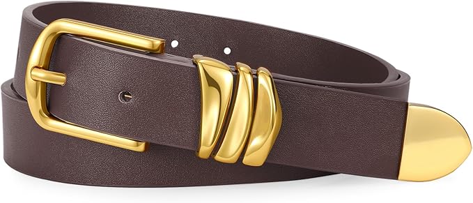 VONMELLI Women's Belt for Jeans Dress Leather Belt for Women Fashion Waist Ladies Belt with Silver Buckle