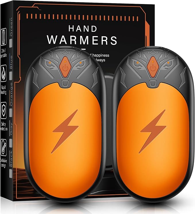 Hand Warmers Rechargeable 2 Pack, Electric Hand Warmer Up to 24Hrs, Wolf-Shape, Portable Reusable HandWarmer, Winter Gifts for Camping, Hunting, Fishing, Christmas