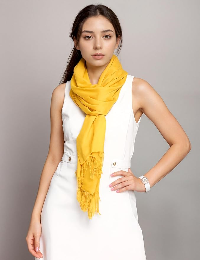 Achillea Soft Silky Pashmina Scarf for Women – Shawl Wrap for Evening Dresses, Bridesmaids, Weddings & Everyday Wear