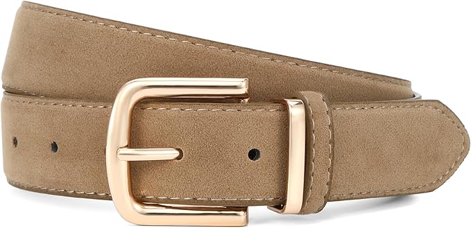 HOTWILL Women Suede Belt for Jeans Dresses Fashion Chunky Ladies Waist Belts with Gold Buckle