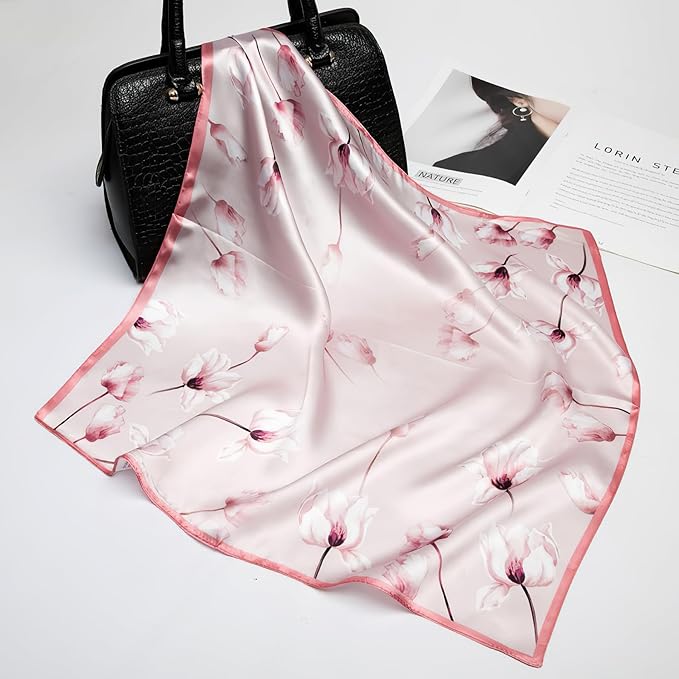 27.5 Inches Satin Bandanas Head Scarf for Women Silk Neck Scarves Accessories for Sleeping Handbags Scarf