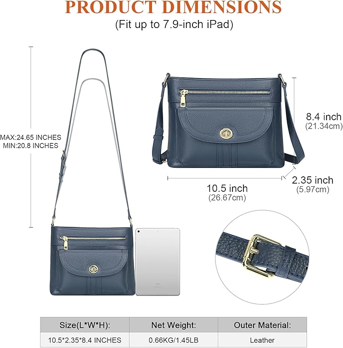 Over Earth Genuine Leather Crossbody Bags for Women Trendy Purses and Ladies Shoulder Handbags