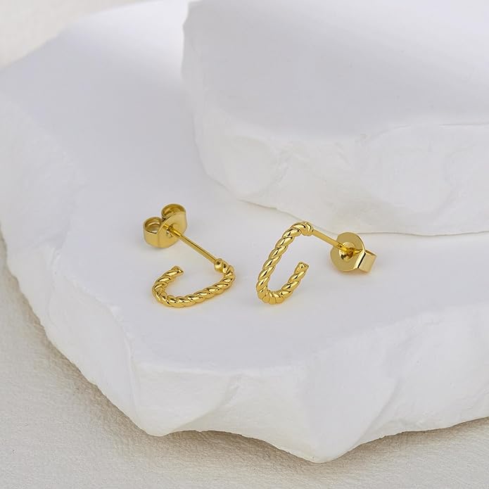 Gold Plated Statement Chunky Dangle Stud Earrings for Women, Gold Plated Hoop Knot Claw Earrings Tarnish Free Jewelry for Women Gifts