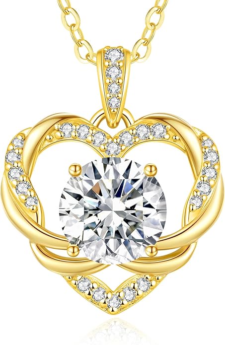 OOBEE Moissanite Heart Necklace for Women 925 Sterling Silver Fine Jewelry, Ideal Birthday Anniversary Christmas Gift for Women Wife Mom Girlfriend