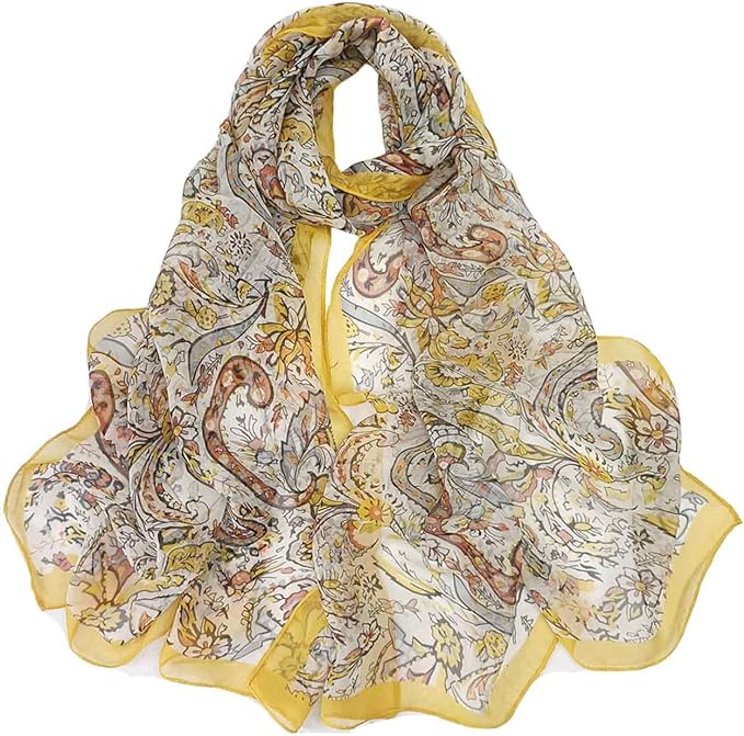 Pokeedioty Scarfs for Women Lightweight Scarves Elegant Floral Pattern Sheer Scarfs Shawls Wraps