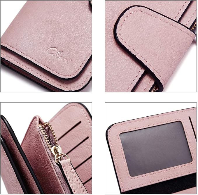 CLUCI Wallet For Women PU Leather RFID Blocking Womens Wallet Bifold Card Holder with ID Window Gifts for Women Birthday | RFID Blocking, Designer, Trifold, Card Holder, ID Window