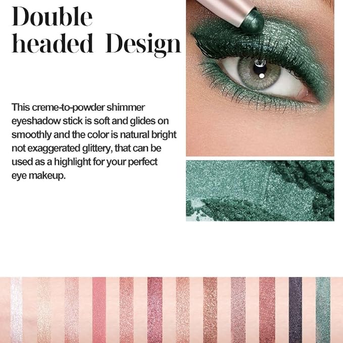 Eyeshadow Stick Long-Lasting Cream Shimmer Finish Easy Apply with Built-in Smudger Blendable orange