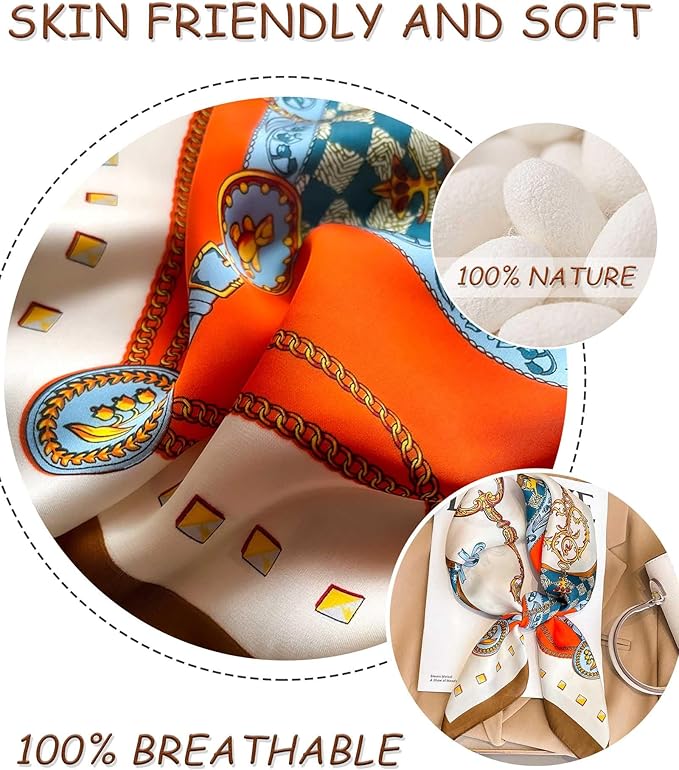 Dailyacc Hair Bandanas Scarf For Women Lightweight Fashion Neck Silk Satin Head Scarves For Sleeping Handbags Scarf