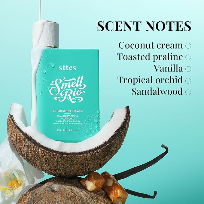 Sttes Perfume 03# (Irresistible Charm) –2 Packs Eau de Parfum 2 * 100ml (3.4 fl oz) – Coconut Cream, Vanilla, Toasted Praline
