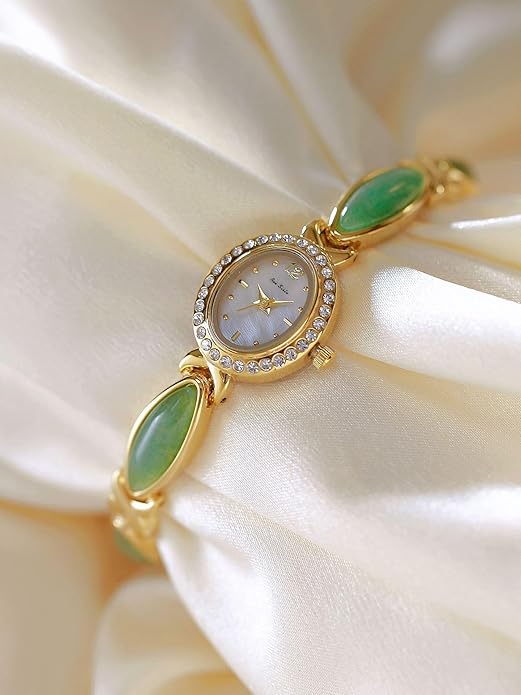 LOREO Elegant Women’s Gold Bracelet Watch Vintage Oval Dial, Waterproof Quartz Movement, Small Face Dress Watch for Ladies