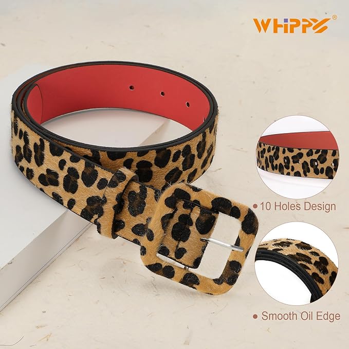 WHIPPY Women Leather Belt Candy Color Fashion Square Buckle Belt Ladies Belt for Jeans Pants Dresses