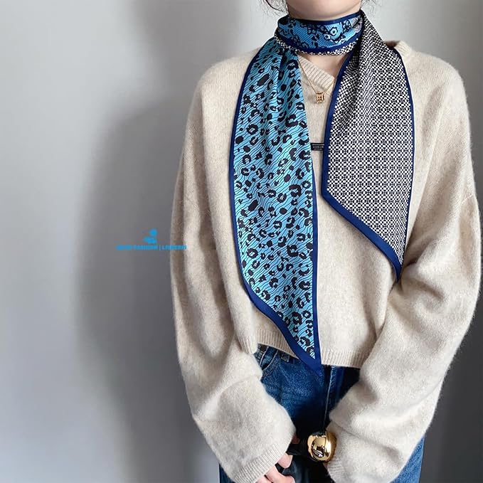 Livrerpi Silk Feeling Head Scarf Fashion Satin Hair Scarf Square Long Scarves for Women Gifts