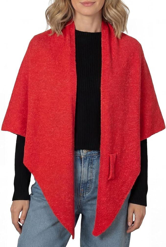 RIIQIICHY Shawl Wrap Women Pashmina Triangle Cape Knit Sweater Scarf for Fall Winter Fashion Accessory