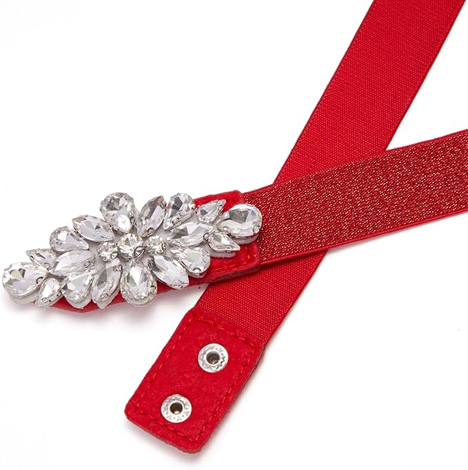Womens Belts for Dress Fashion Rhinestone Elastic Bow Belt Skinny Waist Belt