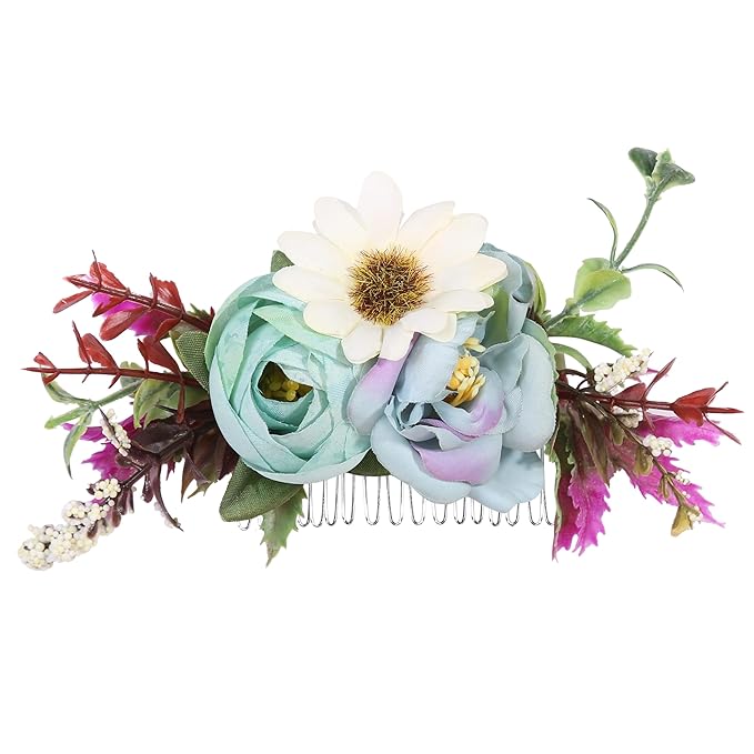 Flower Hair Clip for Women - Elegant Hair Accessory for Wedding, Party & Daily Wear (Aqua Blue)